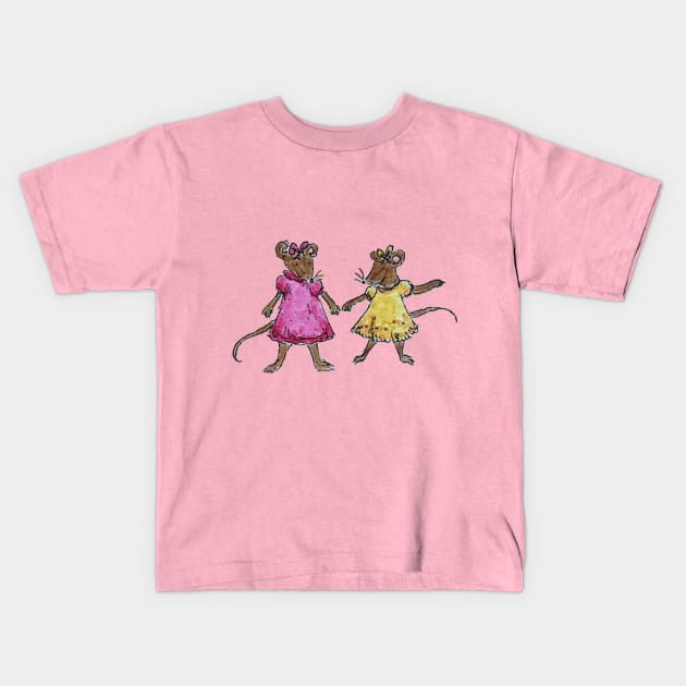 Two Little Mice Kids T-Shirt by KatieWellsIllustration1